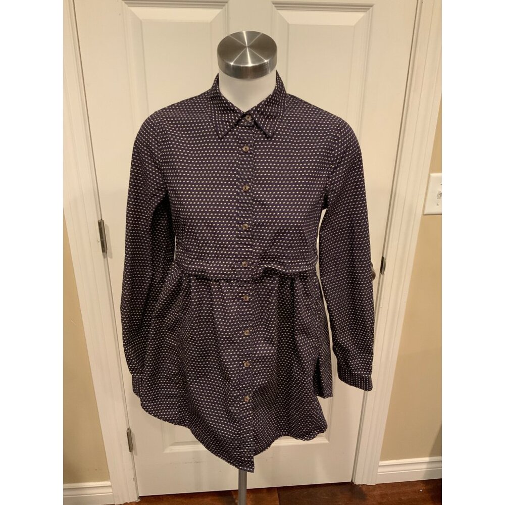 Maeve Anthropologie Blue Polka Dot Button-up Shirt, Size S